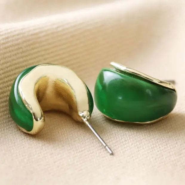 Green Resin Hoop Earrings