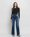 Olivia High Rise Wide Leg Dark Denim by Flying Monkey