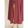Penelope Graceful Midi Skirt With Side Slit and Bow in Raspberry Truffle