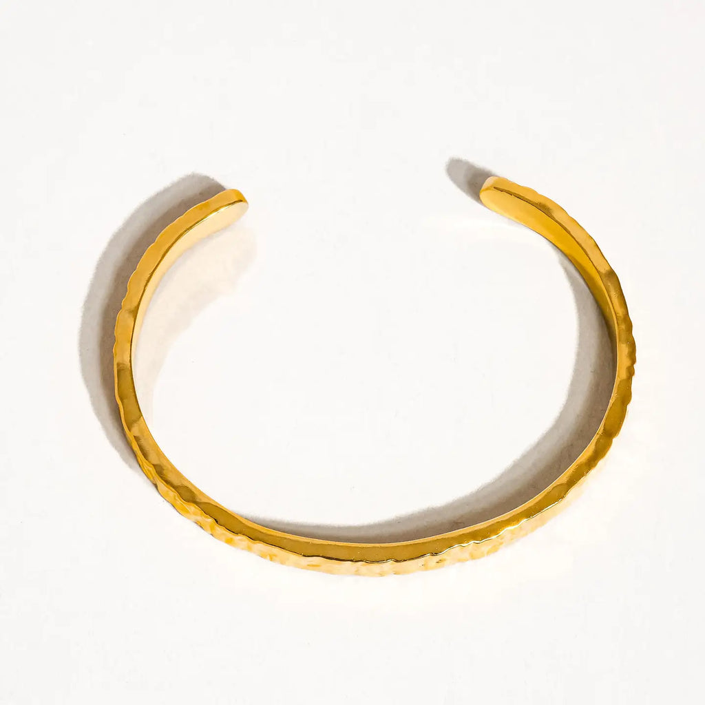 Bastien 18K Gold Non-Tarnish Textured Thin Bangle