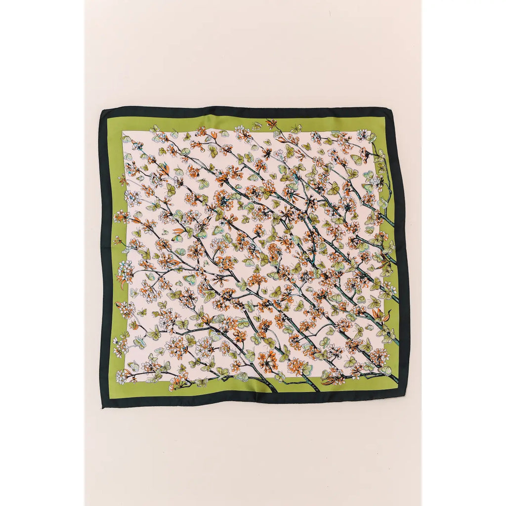 Branches and Flowers Silky Bandana Scarf