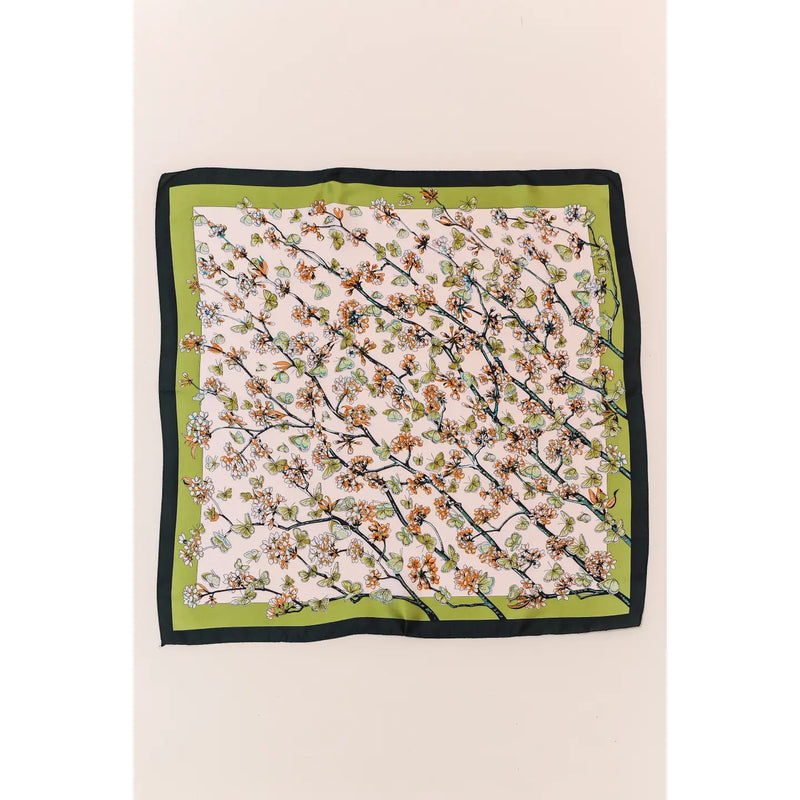 Branches and Flowers Silky Bandana Scarf