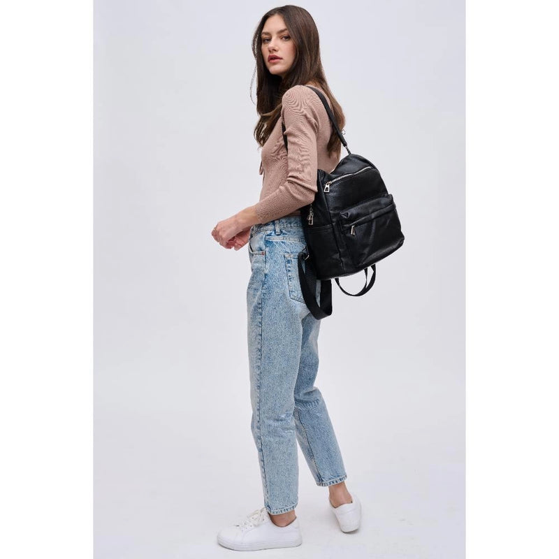 Galloway Vegan Leather Black Backpack by Urban Expressions