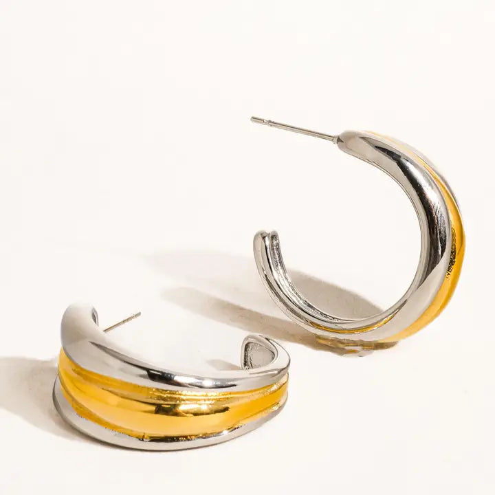 Lazare 18K Non-Tarnish Multi C Hoop Earring