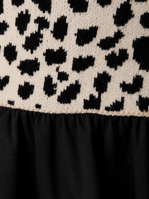 Gracie Boat Neck Animal Graphic Woven and Knit Mix Mini Dress