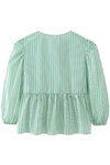 Polly Striped Round Neck Bow Blouse