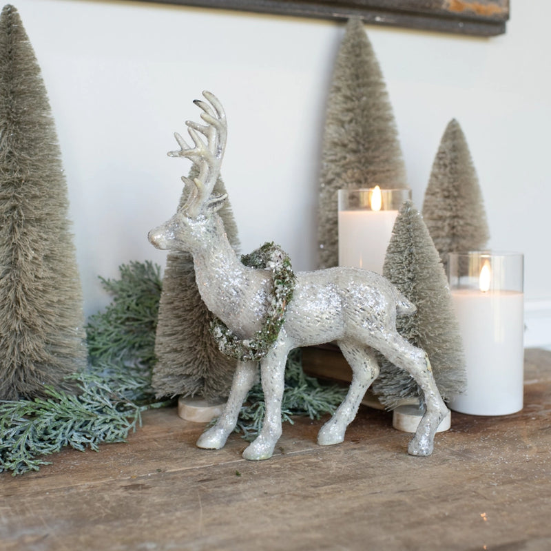 13" Standing Deer With Wreath