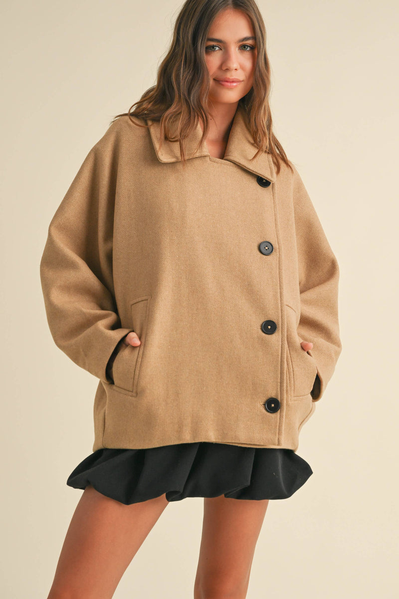 Cape Style Coat in Camel by Miou Muse