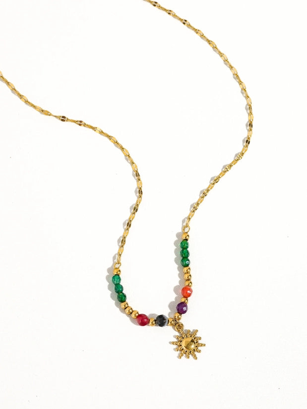 Olimpia 18K Gold Sun Necklace With Beads