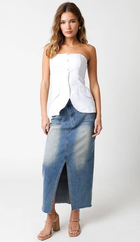 white christmas dresses Dixie Denim Midi Skirt by Olivaceous Large