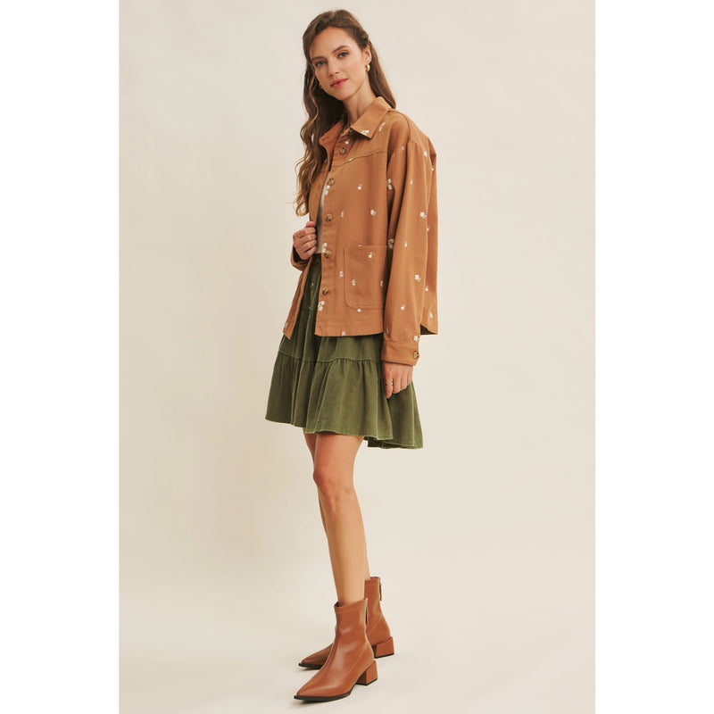Embroidered Cotton Twill Utility Jacket