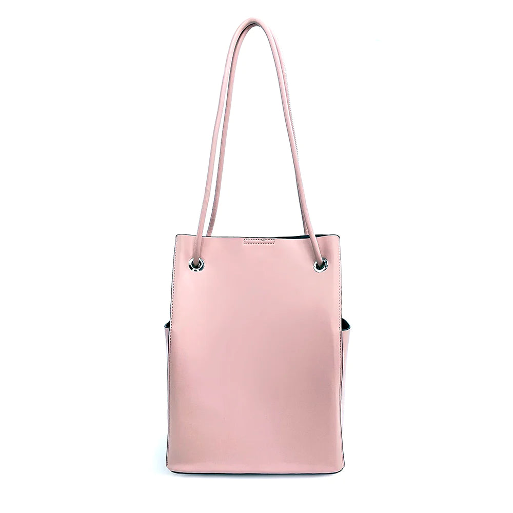Ava Drawstring Bucket Bag in Pink
