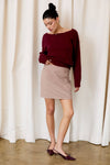 Rita Back Lace Trim Long Sleeve Sweater in Wine