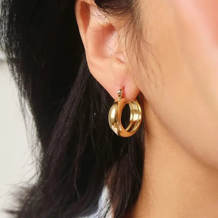 Constance 18K Non-Tarnish Classic Hoop Earring