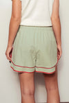 Sage Embroidered Floral Drawstring Shorts