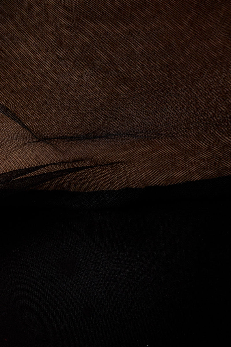 Harley Mesh & Ponti Mix Drape Top in Black