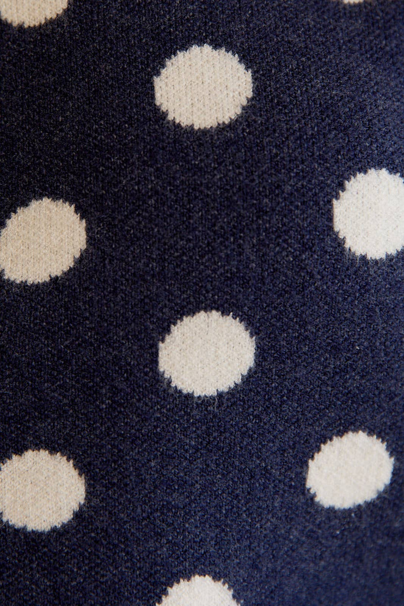Torry Navy and White Polka Dot Sweater Cardigan
