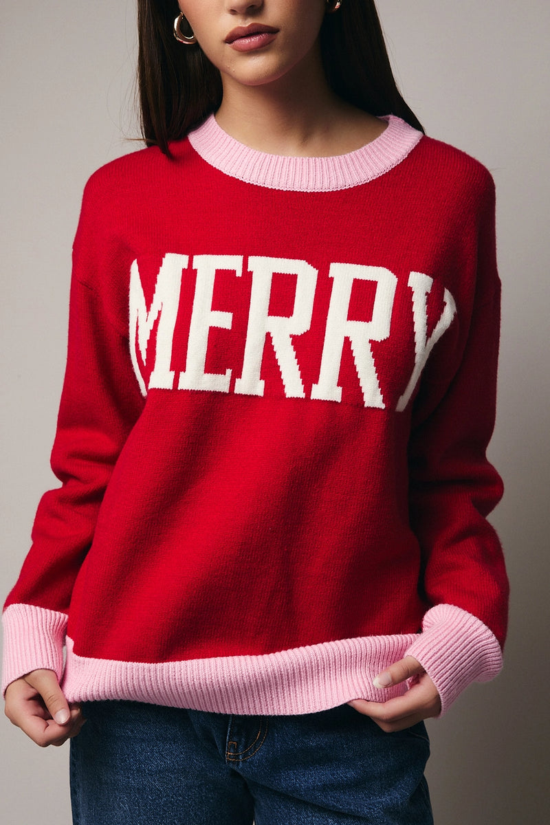 Merry Sweater in Red and Pink