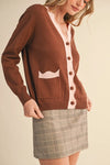 Esme Scalloped Sweater Cardigan in Brown Blush