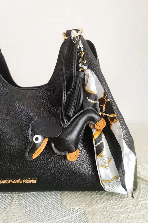 Dachshund Leather Fringed Bag Charm