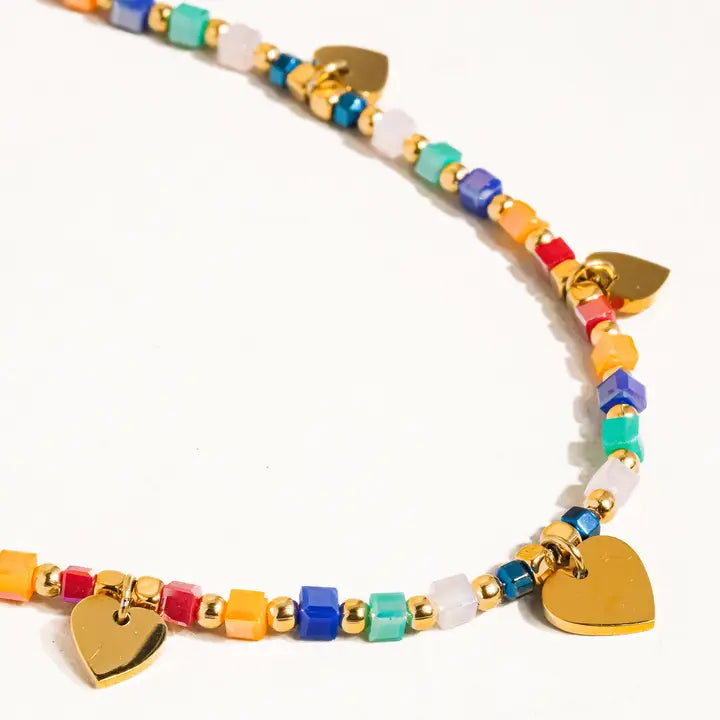 Archie 18K Gold Non-Tarnish Beaded Heart Necklace