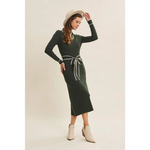 Emmy Bodycon Maxi Dress With Belt in Emerald Green