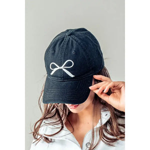 Bow Graphic Baseball Cap in Black
