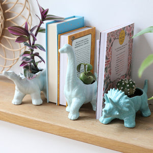 White Stegosaurus Dinosaur Planter