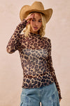 Rachel Mesh Leopard Print Top