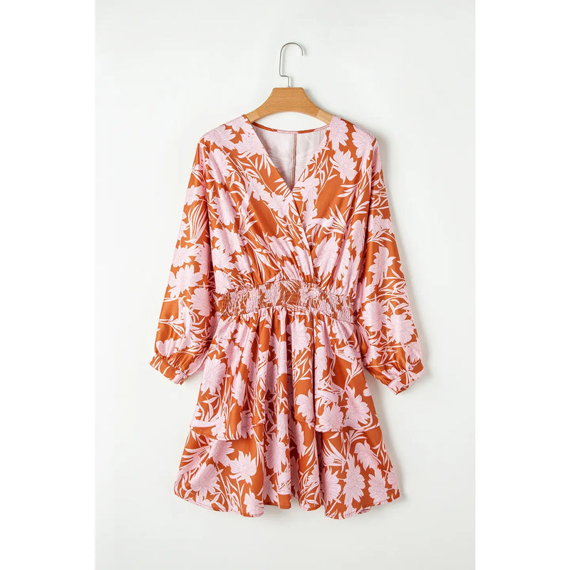 Charlotte Floral Puff Sleeve Smocked Waist Layered Dress