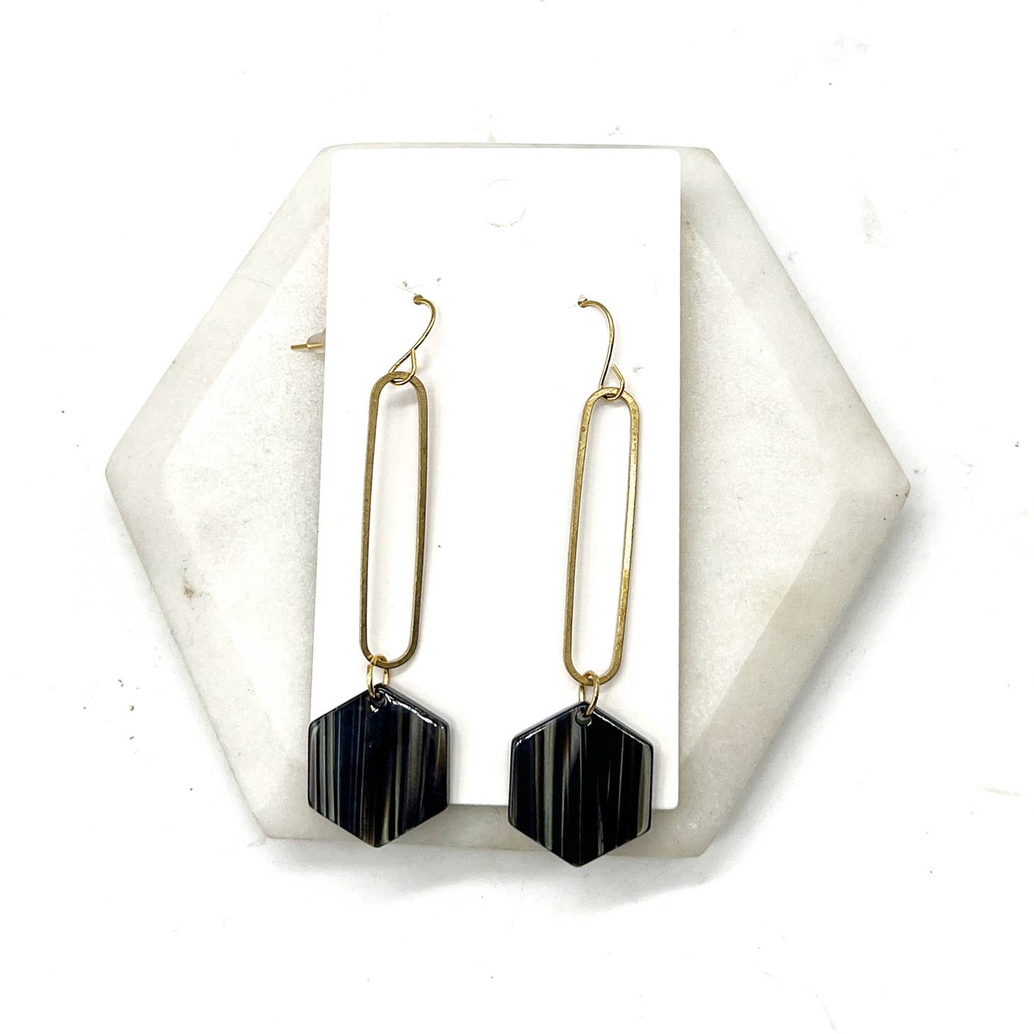 Arkansas NF Acrylic Infinite Line store Statement Black Earrings