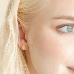 Cat and Kitten Stud Earrings in Gold