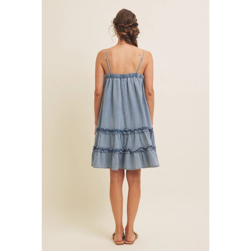 Monet Denim Washed Babydoll Dress