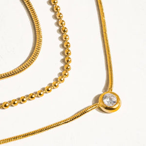 Paulette 18K Tri-layer CZ Chain Necklace
