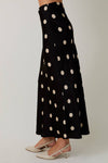 Polka Dot Satin Midi Skirt