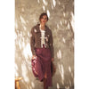 Penelope Graceful Midi Skirt With Side Slit and Bow in Raspberry Truffle