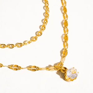 Cerise 18K Stone Stacked Necklace