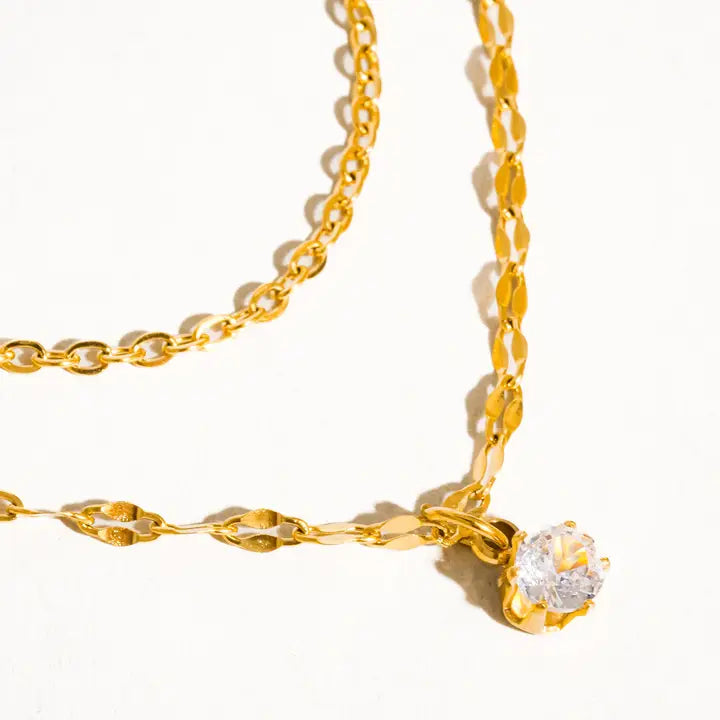 Cerise 18K Stone Stacked Necklace