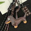 Chocolate Dachshund Bag Charm With Braided Accessory