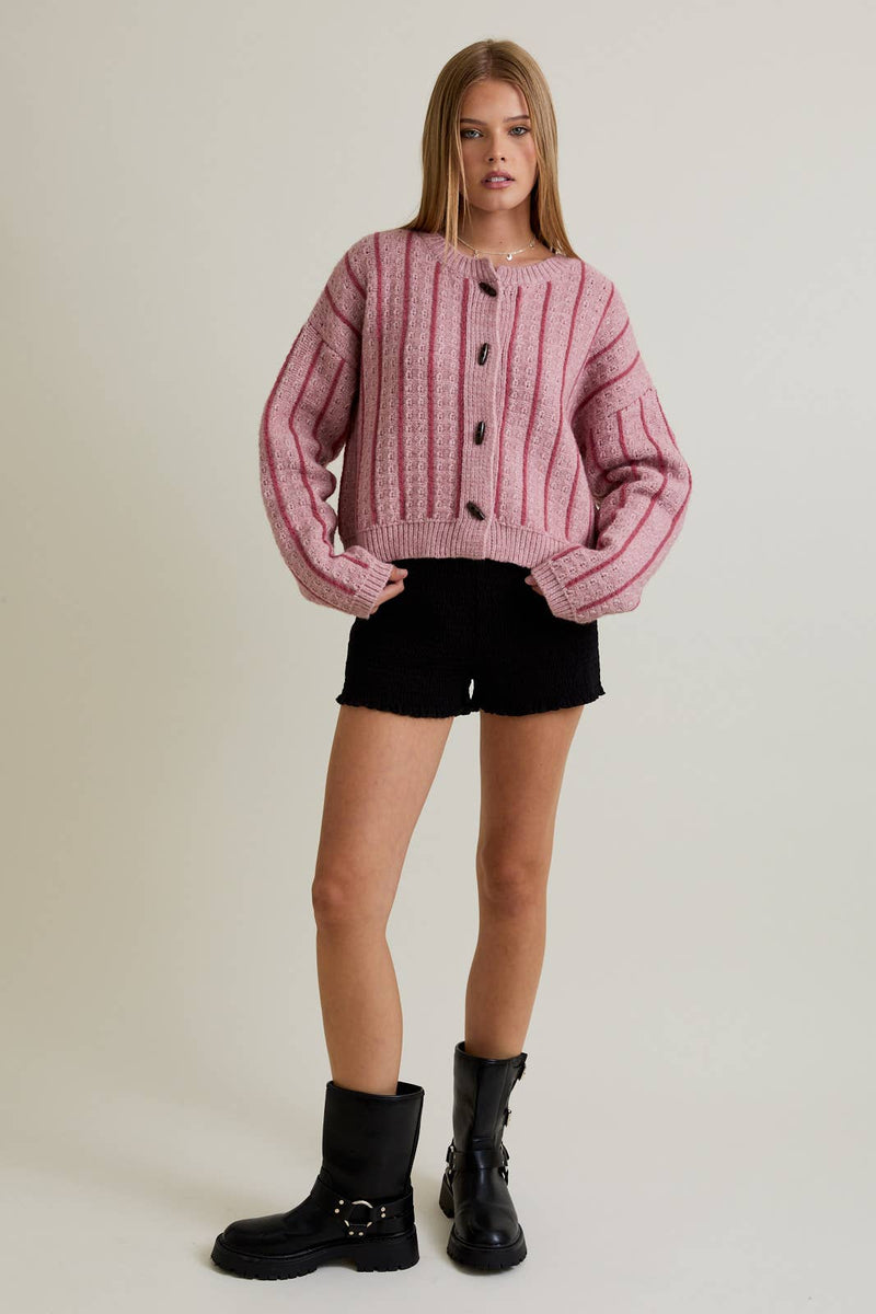Dorothy Pink Stripe Cardigan Sweater