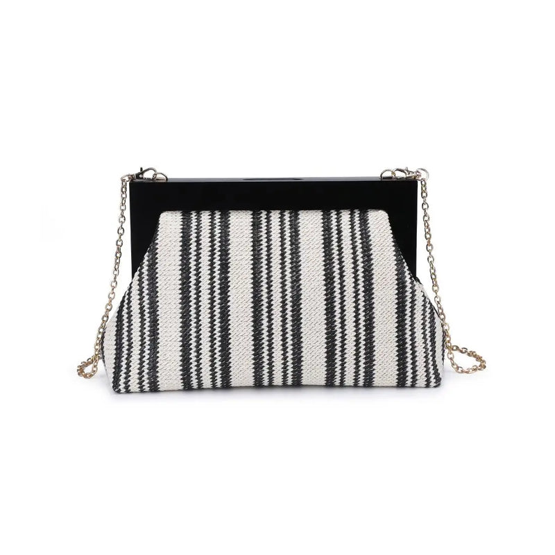 Margot Stripe Straw Clutch in Black and White by Urban Expressions