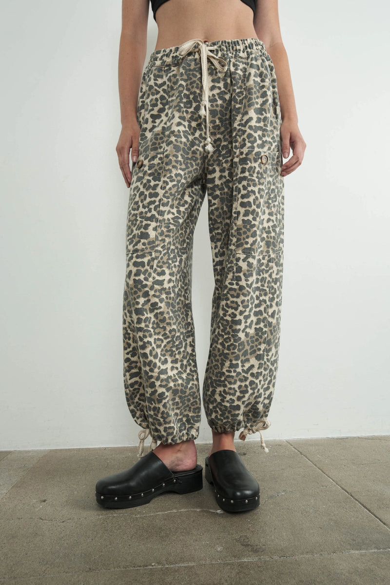 Marla Leopard Print Cotton Pull on Pant by Aaron & Amber