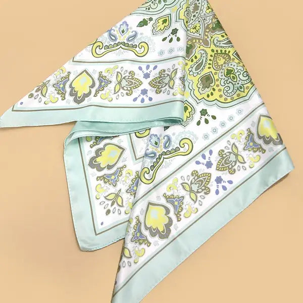 Paisley Mint Silky Bandana Scarf