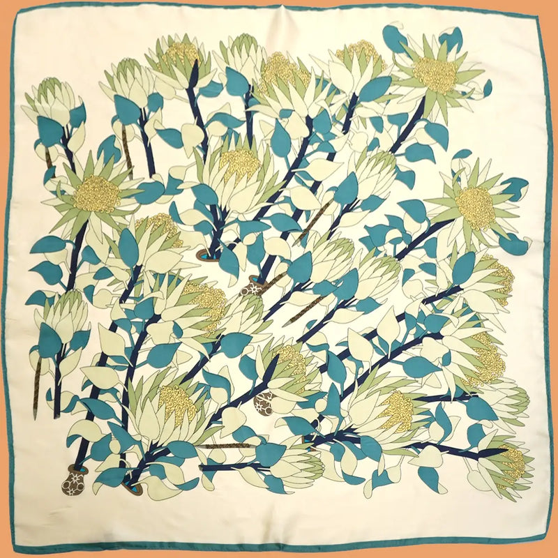 Teal Floral Print Bandana Scarf