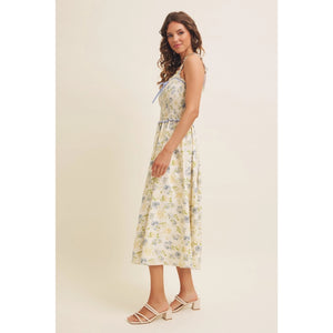 Lyndsi Floral Smocked Midi Dress With Bow