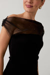 Harley Mesh & Ponti Mix Drape Top in Black