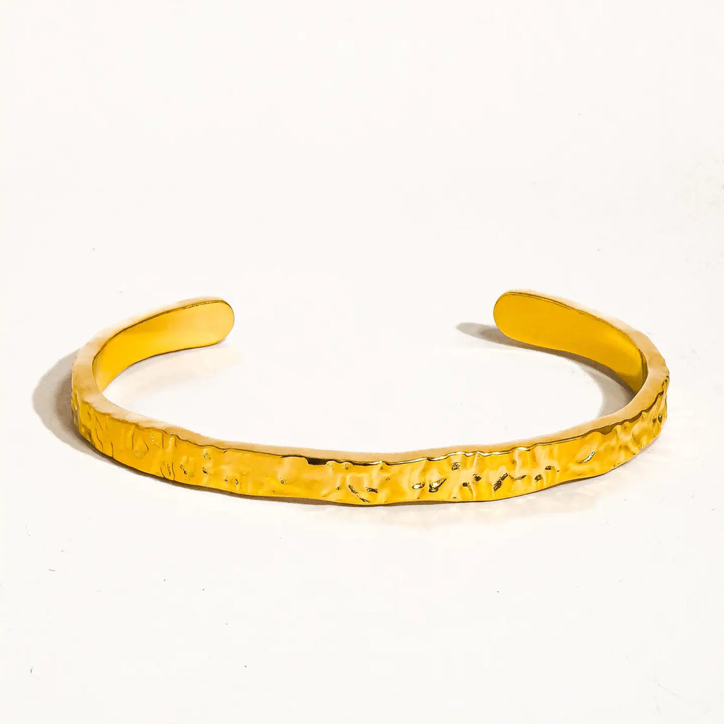 Bastien 18K Gold Non-Tarnish Textured Thin Bangle