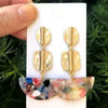 Multicolored Long Luna Gold Statement Earrings Handmade