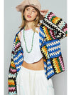 Jenna Crochet Weave Open Front Cardigan by POL