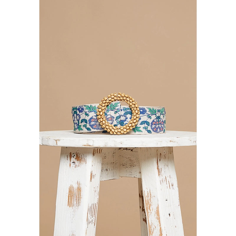 Blue Floral Belt by POL